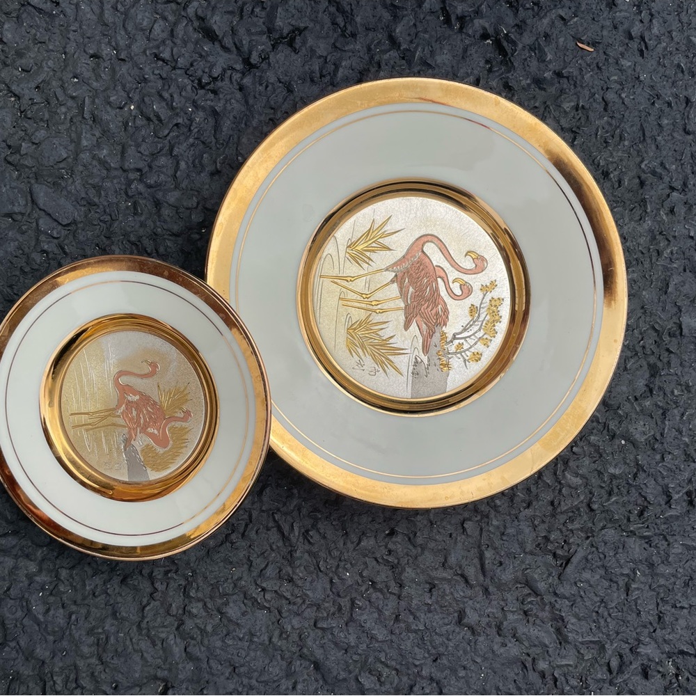 Japanese decor for desk, trinket trays, art of Chokin